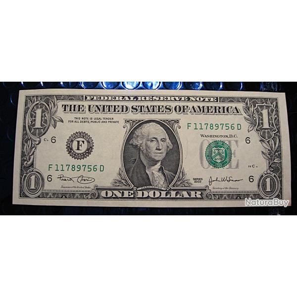 Amerique billet de 1 dollar neuf s�rie 2003