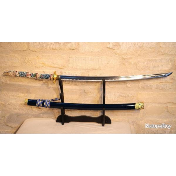 REPRODUCTION d'un sabre Chinois katana TACHI au dragon lame aiguis�e - ref EBR24JAP008