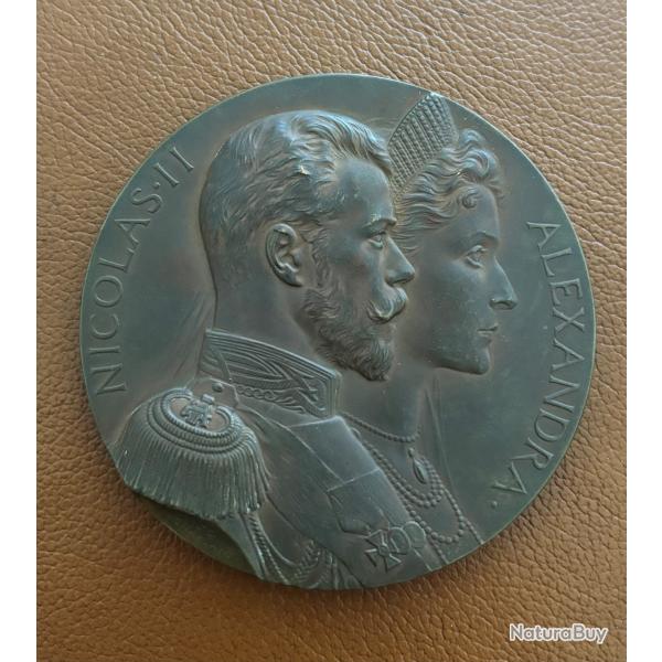 M�daille en bronze-Nicolas II et Alexandra  de Jules Cl�ment Chaplain