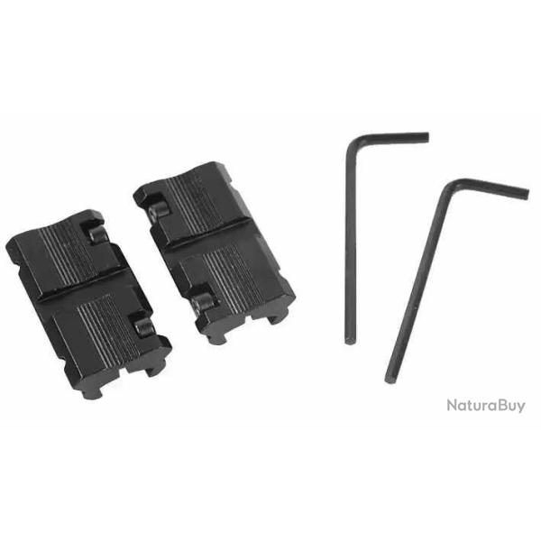 PAIRE D'ADAPTATEURS CONVERTISSEURS RAILS 11MM EN 22MM AVEC VERROUILLAGES