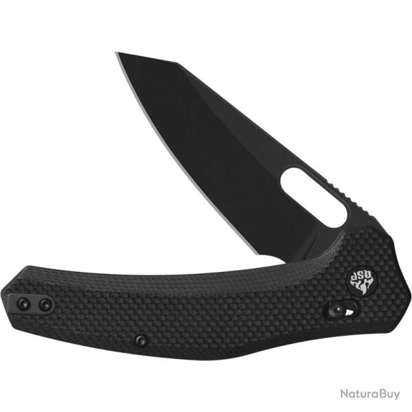 Couteau QSP Emu Glyde Lock Lame Wharncliffe Blk Acier 14C28N Manche G-10 Noir IKBS QS164C2