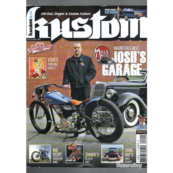 kustom magazine hot-rod, chopper et kustom kulture 19 et 20 avec poster , revue moto