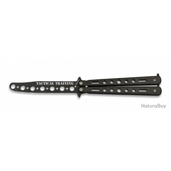 Couteau papillon training tactique D'entrainement noir  lame de 10.20 cm