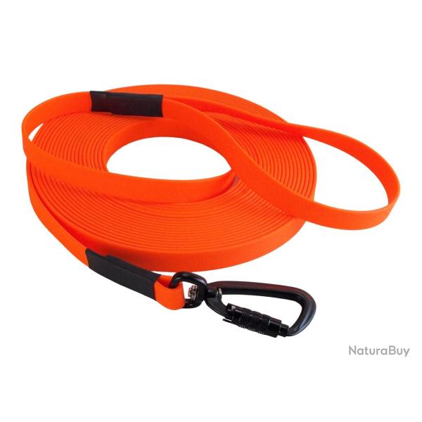 Longe BIOTHANE Twist-Lock 16 mm orange fluo 15 m AVEC poign�e