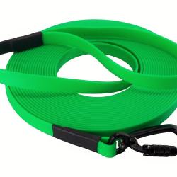 Longe BIOTHANE Twist-Lock 16 mm Vert fluo 15 m AVEC poign&eacute;e