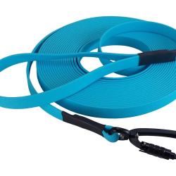 Longe BIOTHANE Twist-Lock 16 mm 15 m AVEC poign&eacute;e bleu ciel