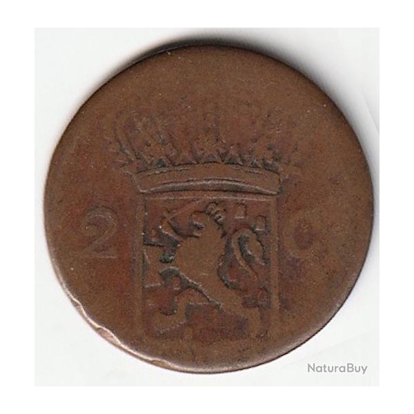 Pi�ce de Monnaie INDES NEERLANDAISES 2 Cents (Double Duit) aux armes d'Utrecht pour Sumatra 1836