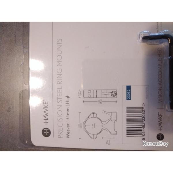 Hawke pr�cision steel rings mounts 34mm