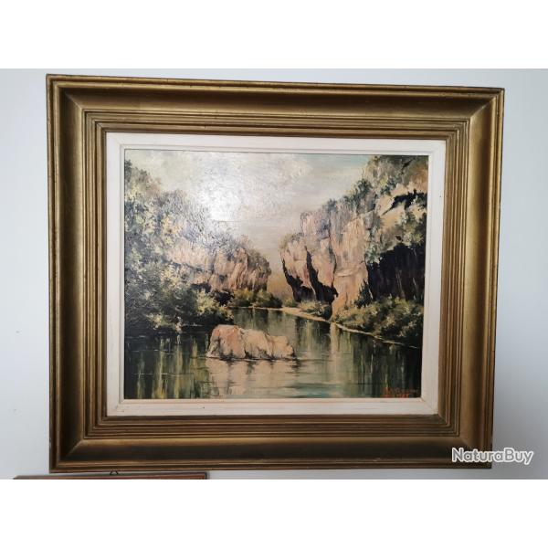 Tableau huile sur bois gorges du Tarn