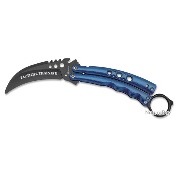 Couteaux papillon Karambit tactical d'entrainement bleu