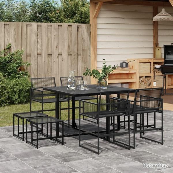 Ensemble � manger de jardin 9 pcs Noir R�sine tress�e