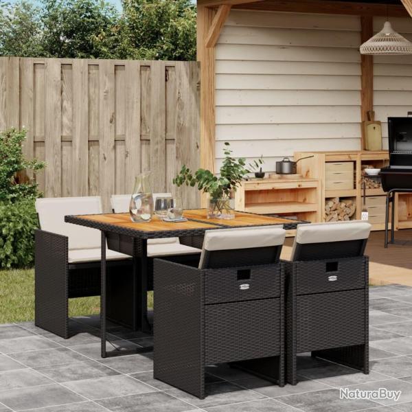 Ensemble � manger de jardin coussins 5pcs Noir R�sine tress�e