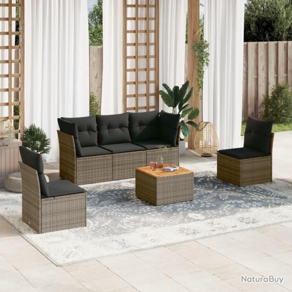 Salon de jardin 6 pcs avec coussins gris rsine tresse alsavelo