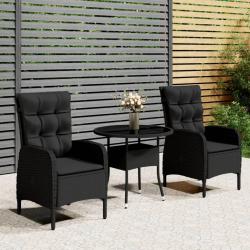 Ensemble de bistro de jardin 3 pcs R&eacute;sine tress&eacute;e Noir