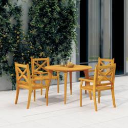 Ensemble &agrave; manger de jardin 5 pcs Bois d'acacia solide alsavelo