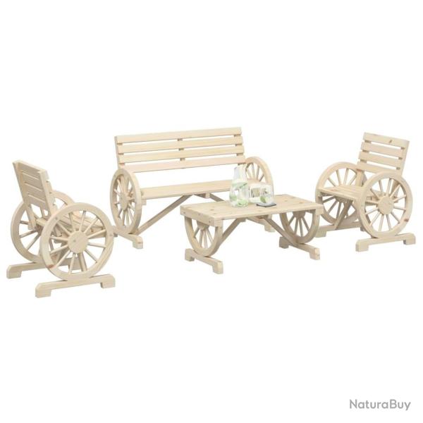 Salon de jardin 4 pcs bois de sapin massif alsavelo