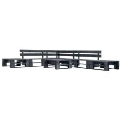 Canap&eacute;s de jardin palette 6 pcs noir bois