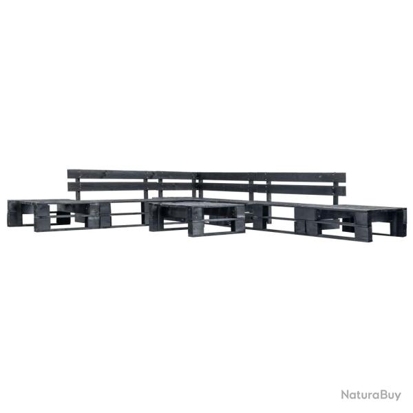 Canap�s de jardin palette 6 pcs noir bois