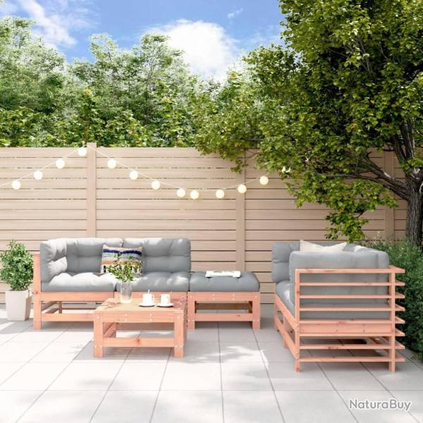 Salon de jardin 6 pcs bois massif douglas alsavelo