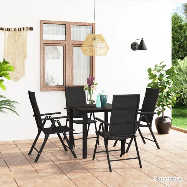 Ensemble  manger de jardin 5 pcs noir alsavelo