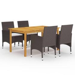 Ensemble &agrave; manger de jardin 5 pcs Marron