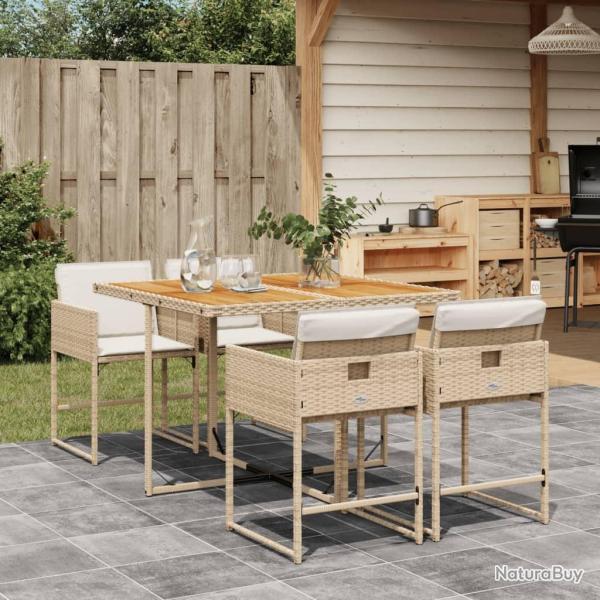 Ensemble � manger de jardin avec coussins 5pcs Beige poly rotin