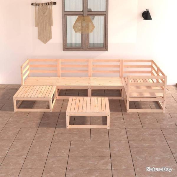 Salon de jardin 7 pcs bois de pin massif alsavelo