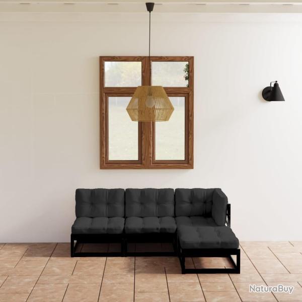 Salon de jardin 4 pcs avec coussins Bois de pin massif alsavelo