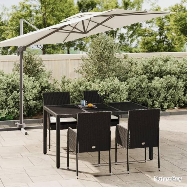 Ensemble � manger de jardin coussins 5pcs Noir R�sine tress�e
