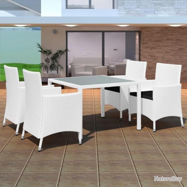 Salon de jardin 5 pcs R�sine tress�e Blanc-cr�me