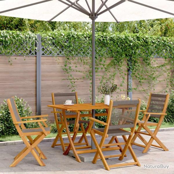 Ensemble � manger de jardin 5pcs gris polypropyl�ne bois massif alsavelo