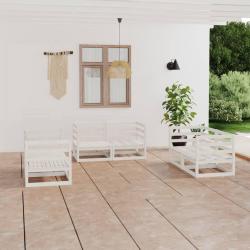 Salon de jardin 6 pcs Blanc Bois de pin massif alsavelo