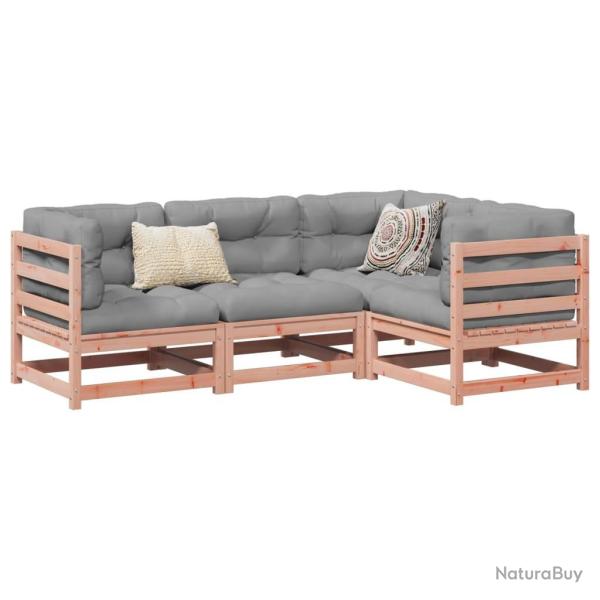 Salon de jardin 4 pcs et coussins bois massif sapin de douglas alsavelo