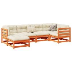 Salon de jardin 6 pcs cire marron bois de pin massif alsavelo