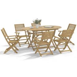 Ensemble &agrave; manger de jardin 7 pcs Bois d'acacia solide