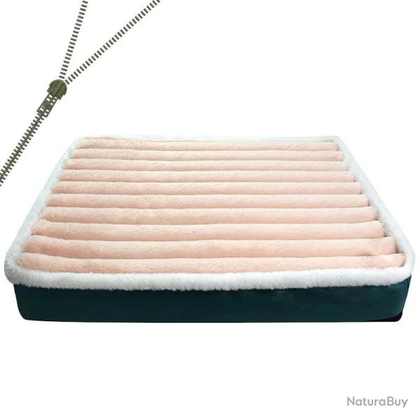 Tapis de lit pour chien avec fermeture �clair, matelas amovible pour animaux de compagnie Rose M50x4