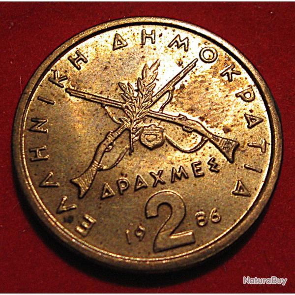 Grece piece de 2 apaxmai 1986 ttb+