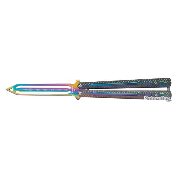 Couteau papillon D'entrainement raimbow  lame sculpt� de  10.80 cm