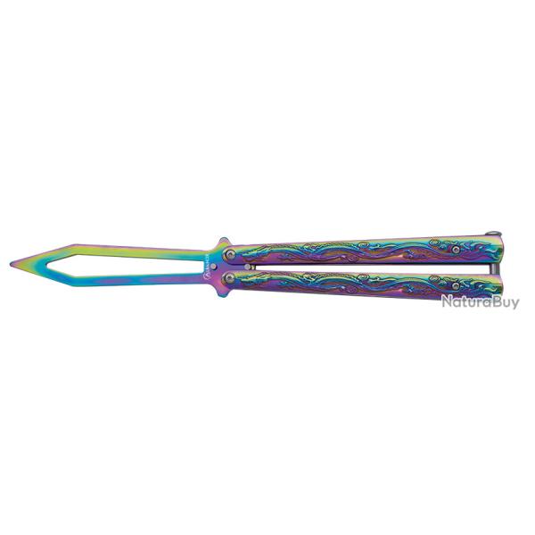 Couteau papillon D'entrainement raimbow  lame perc de  10.80 cm