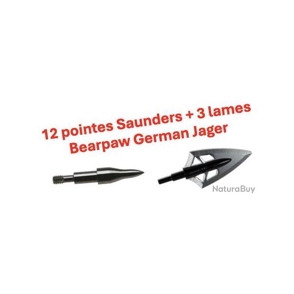 Packs de pointes Saunders & lames Bearpaw German Jager 125 grain