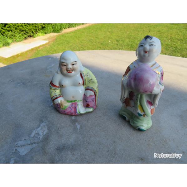 Art d'Asie - Paire de sujets en porcelaine de chine "Bouddha rieur" - Chine (Vers 1960)