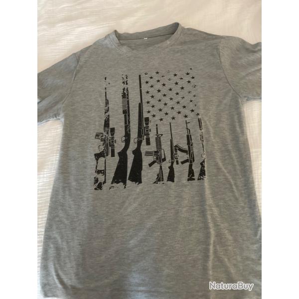 Tee shirt gris drapeau Am�ricain