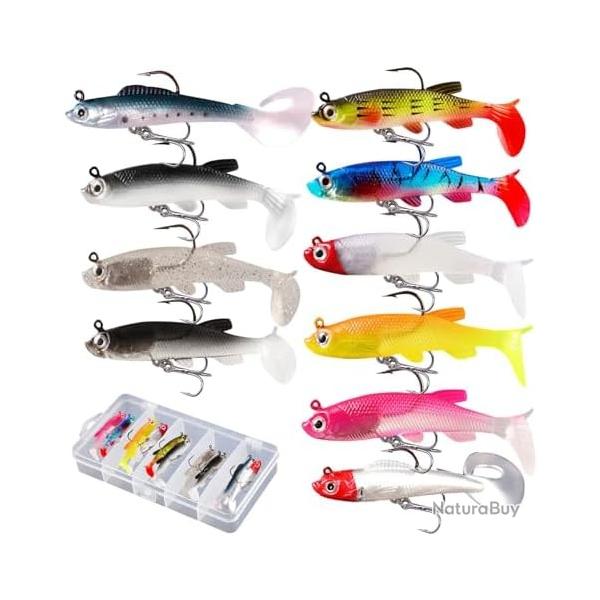 10 Pi�ces Leurre Souple Carnassier Leurre Peche Mer Kit pour Carpe Brochet Truite Bar Leurres Souple