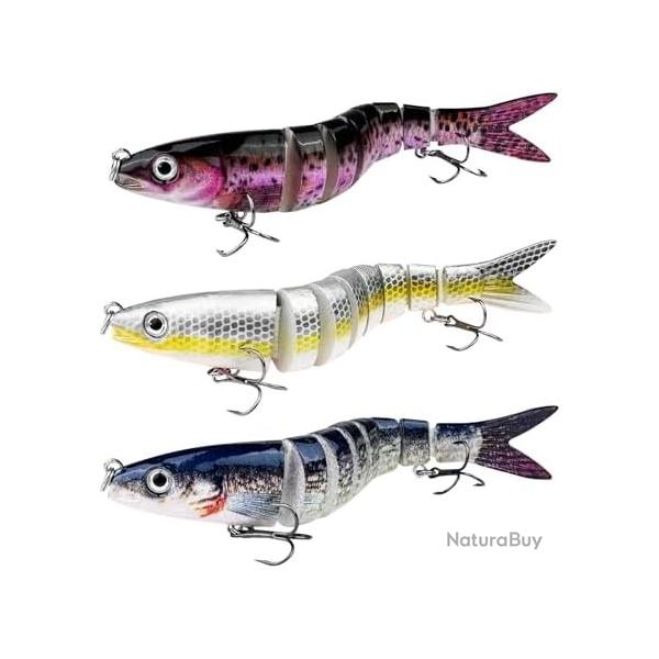 3 Pi�ces Leurres de P�che, Leurres Articul�s P�che Aux, Leurres Poissons Nageurs
