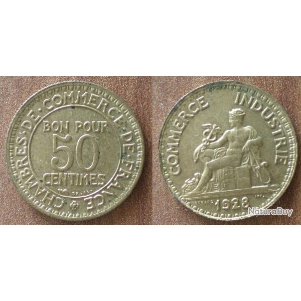 France Bon Pour 50 Centimes 1928 Chambre des Commerces et Industries Piece