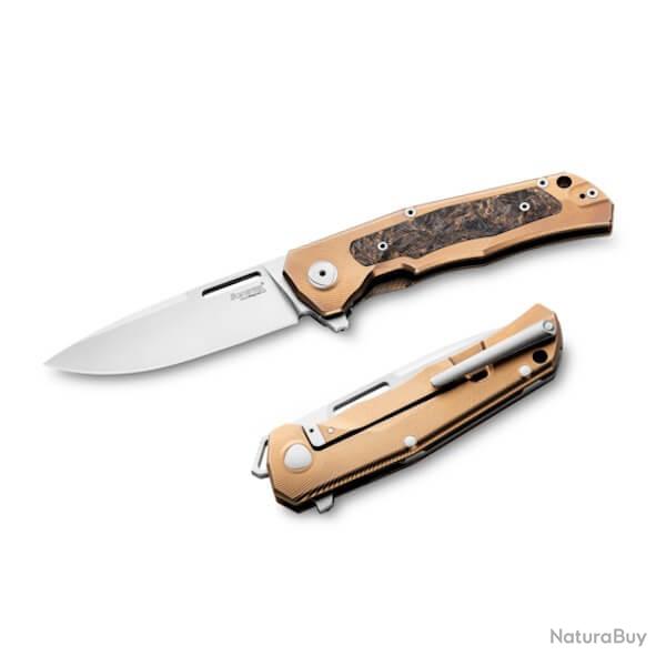 Q4.BR Couteau pliant LionSTEEL "Q4TTRO" Titanium bronze/Fibre de carbone
