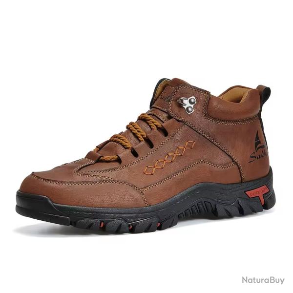 Chaussures cuir homme hiver randonn�e Marron - Bottes antid�rapantes chasse, marche, sport