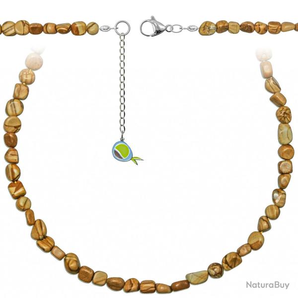 Collier en jaspe paysage - Perles roul�es 5 � 8 mm - 70 cm