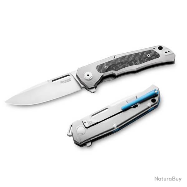 Q4.GY Couteau pliant LionSTEEL "Q4TTRO" Titanium gris/Fibre de carbone