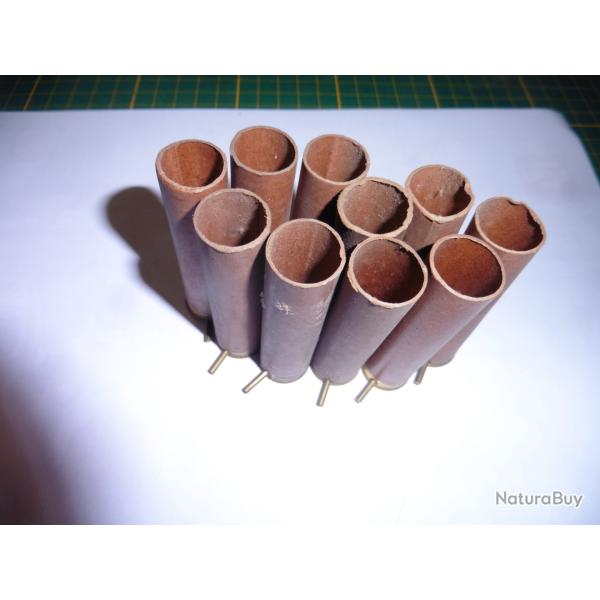 Lot 13 de 10 tubes de cartouches de chasse  broche calibre 24